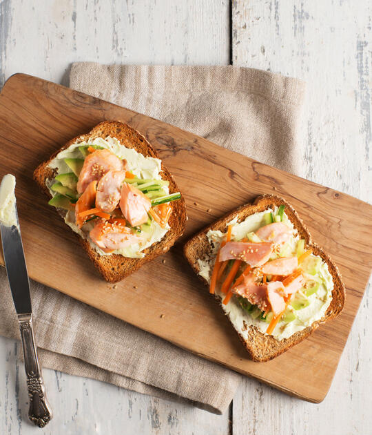 Open-Face Salmon Sushi Bowl Sandwich